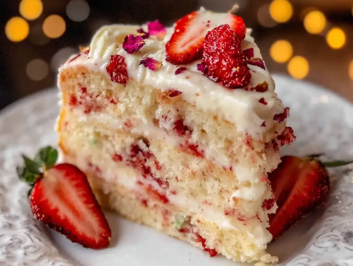Strawberry Rose Champagne Cake preparation steps