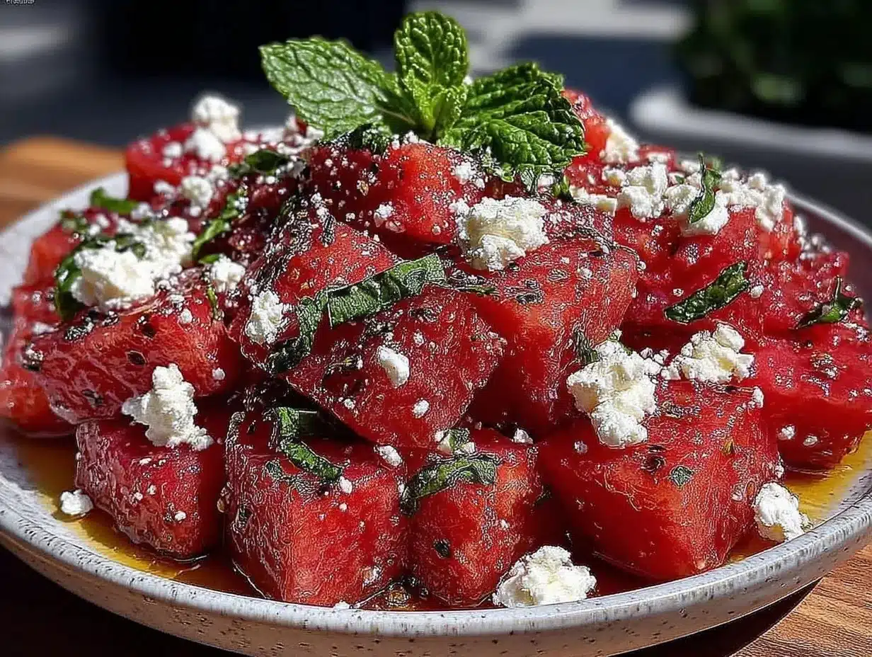 watermelon feta mint salad preparation steps