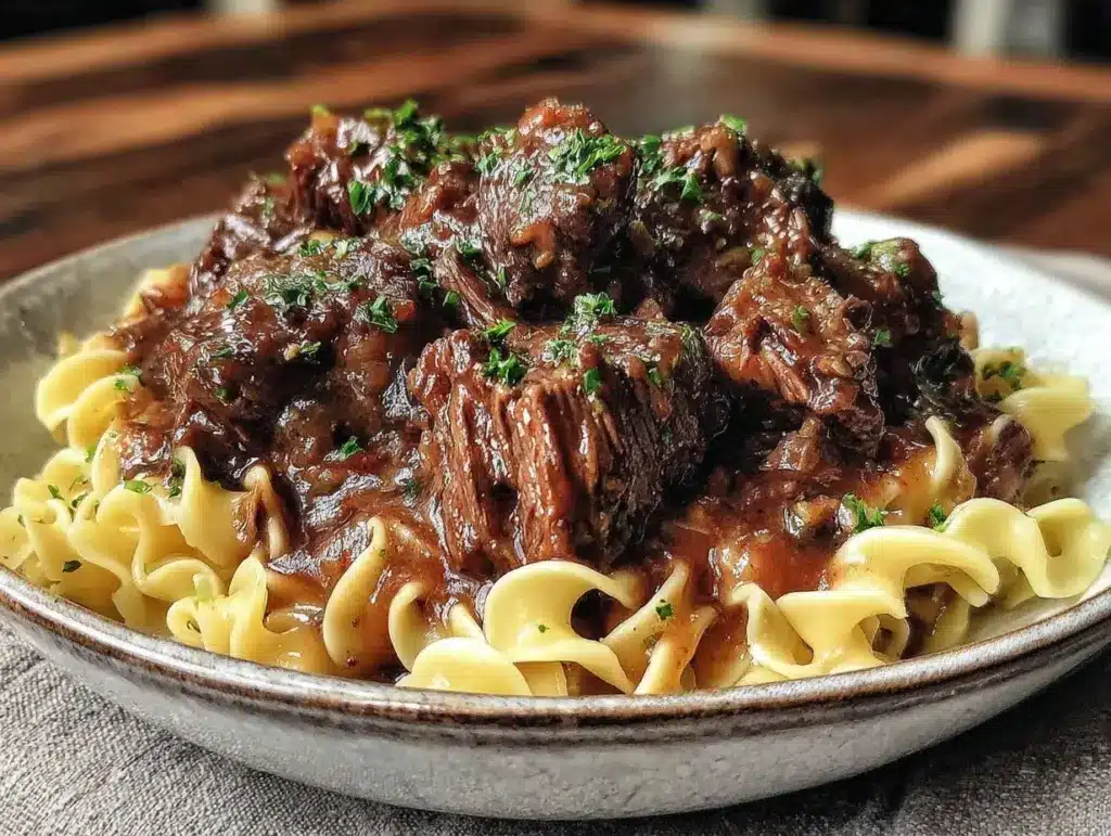 beef and noodles in gravy - featured image