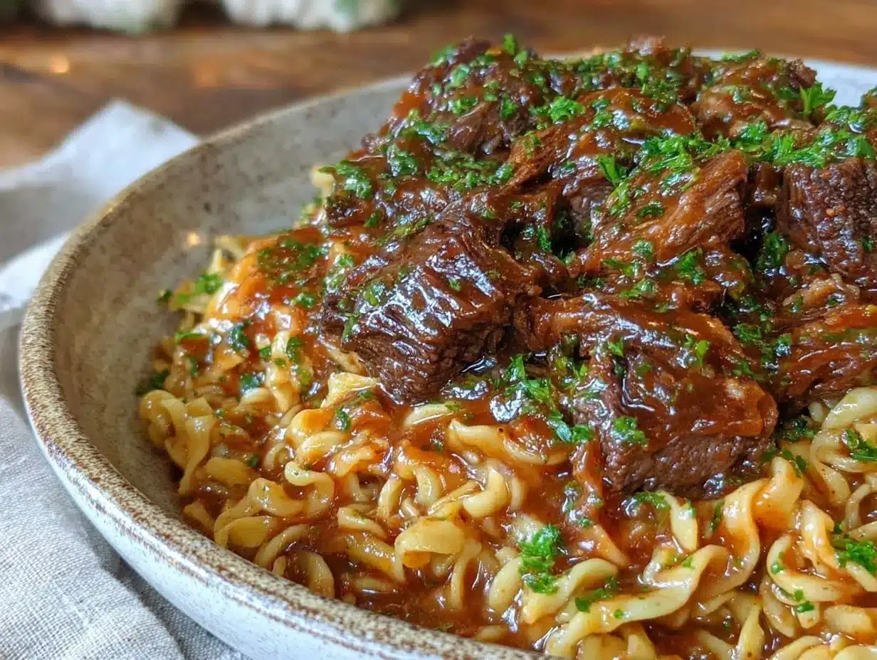 beef and noodles in gravy preparation steps