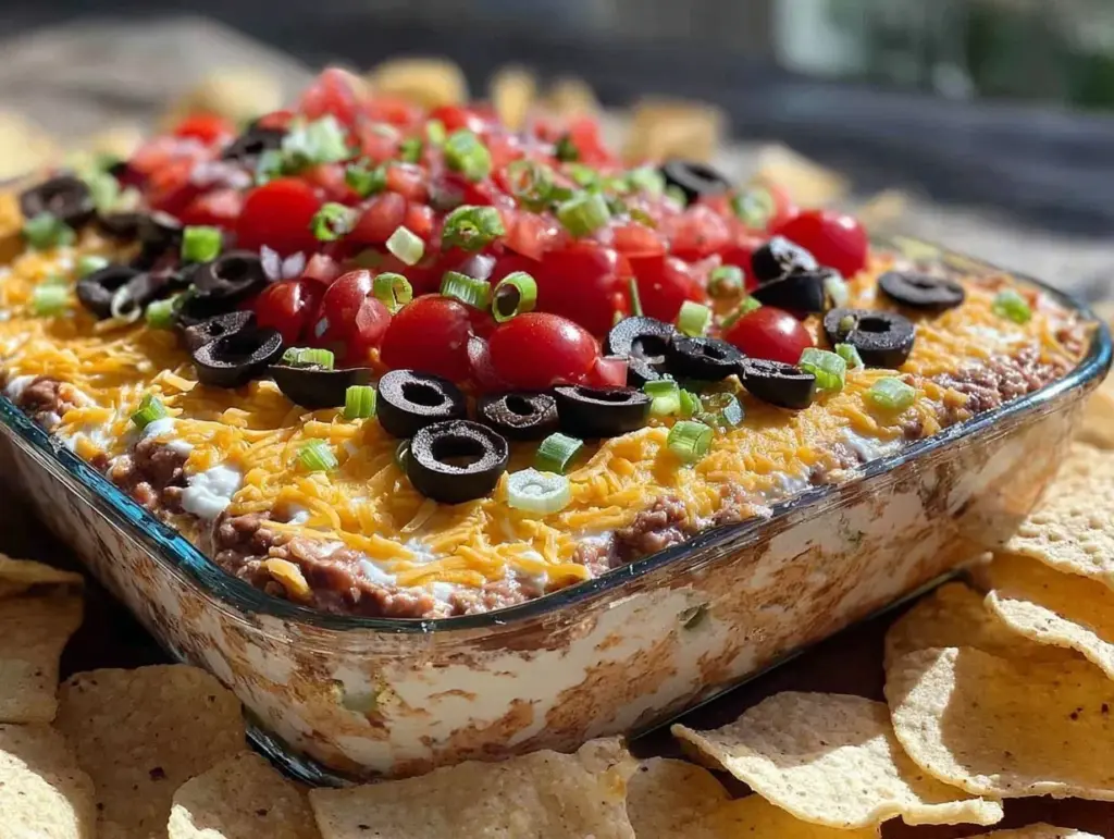 creamy seven layer dip - featured image