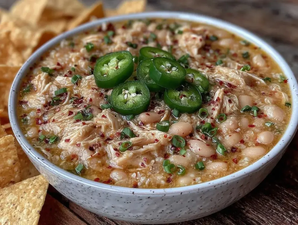 creamy slow cooker white chicken chili - featured image