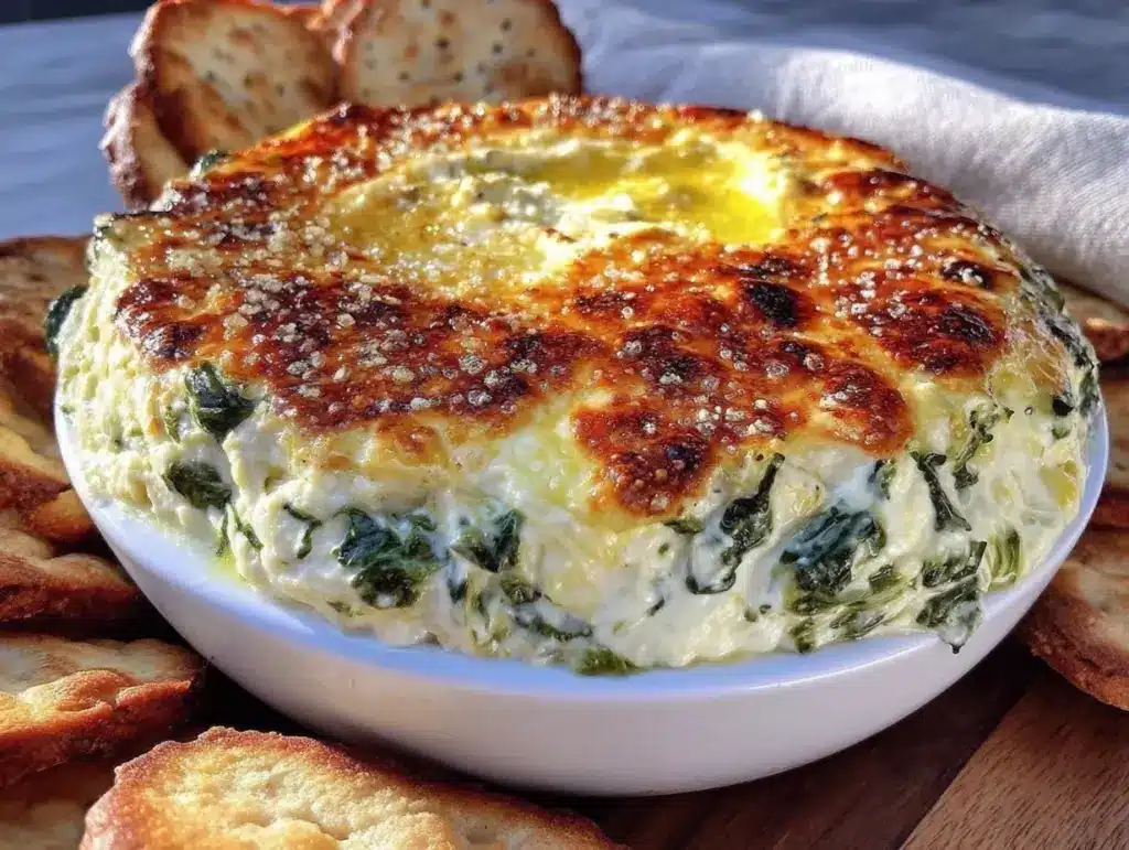 creamy spinach artichoke dip - featured image