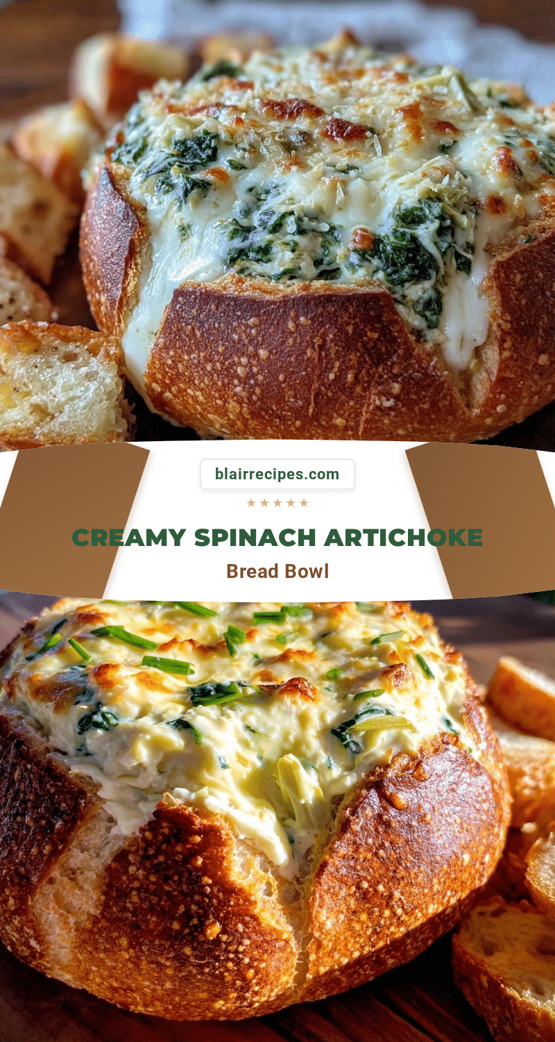 creamy spinach artichoke stuffed bread bowl recipe