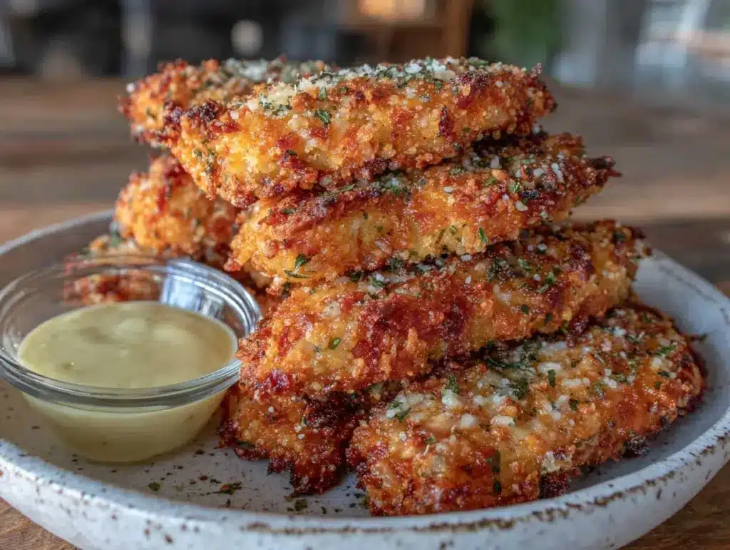 crispy air fryer parmesan chicken tenders - featured image