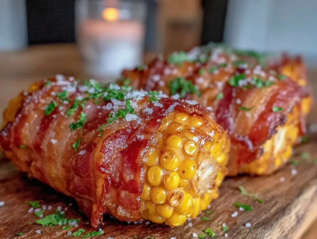 crispy bacon-wrapped corn on the cob - featured image