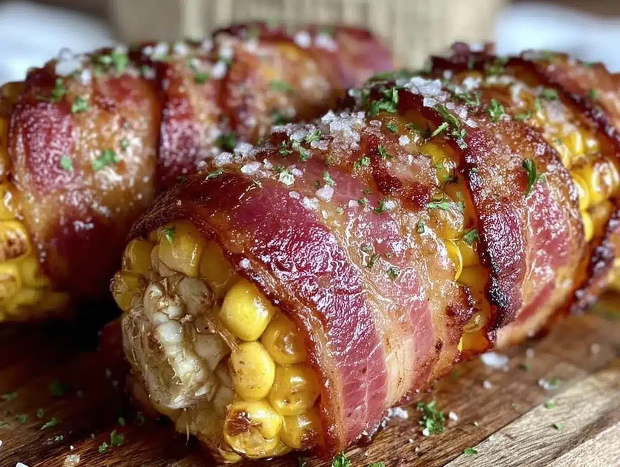 crispy bacon-wrapped corn on the cob preparation steps
