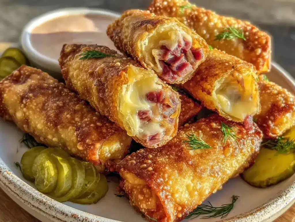 crispy reuben egg rolls - featured image