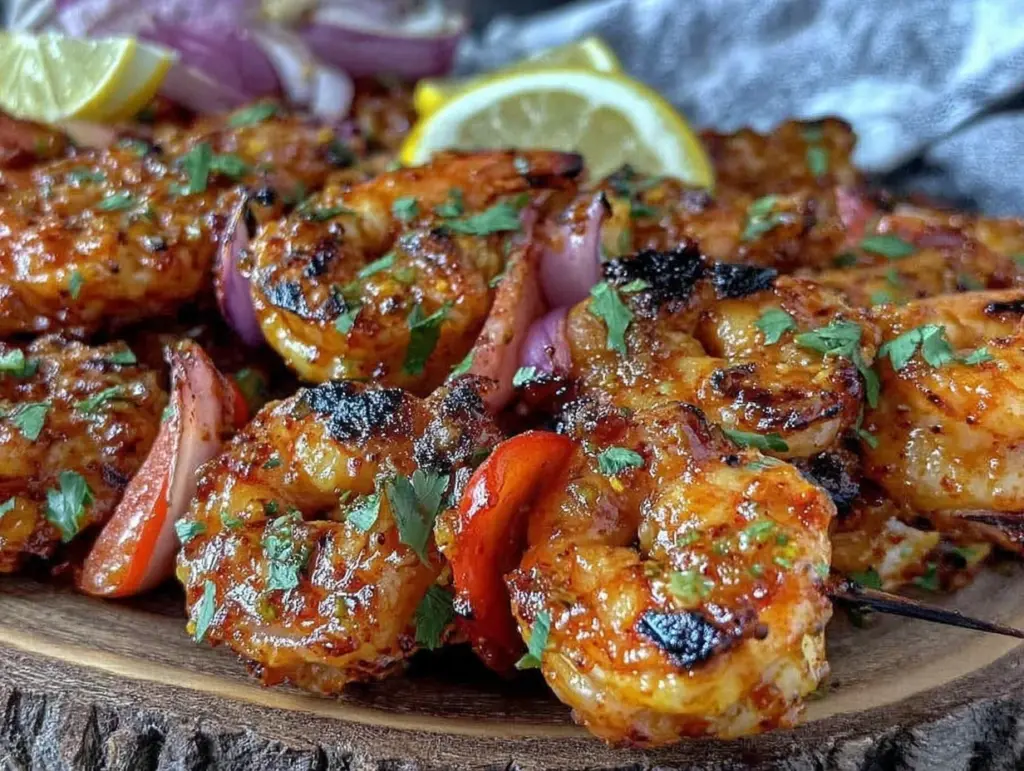 easy juicy grilled shrimp skewers - featured image