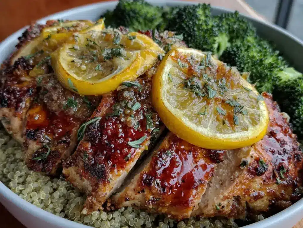 easy zesty lemon garlic chicken meal prep - featured image