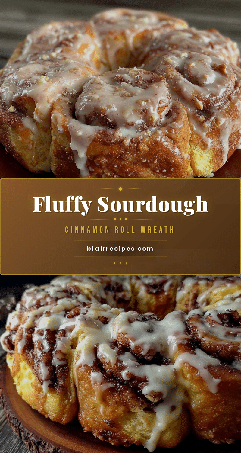 Fluffy Sourdough Cinnamon Roll Wreath recipe