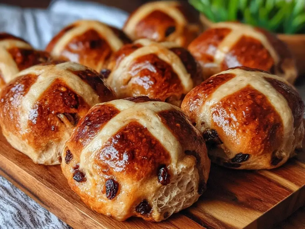fluffy sourdough hot cross buns - featured image