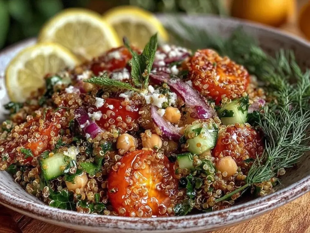 fresh quinoa tabbouleh salad - featured image