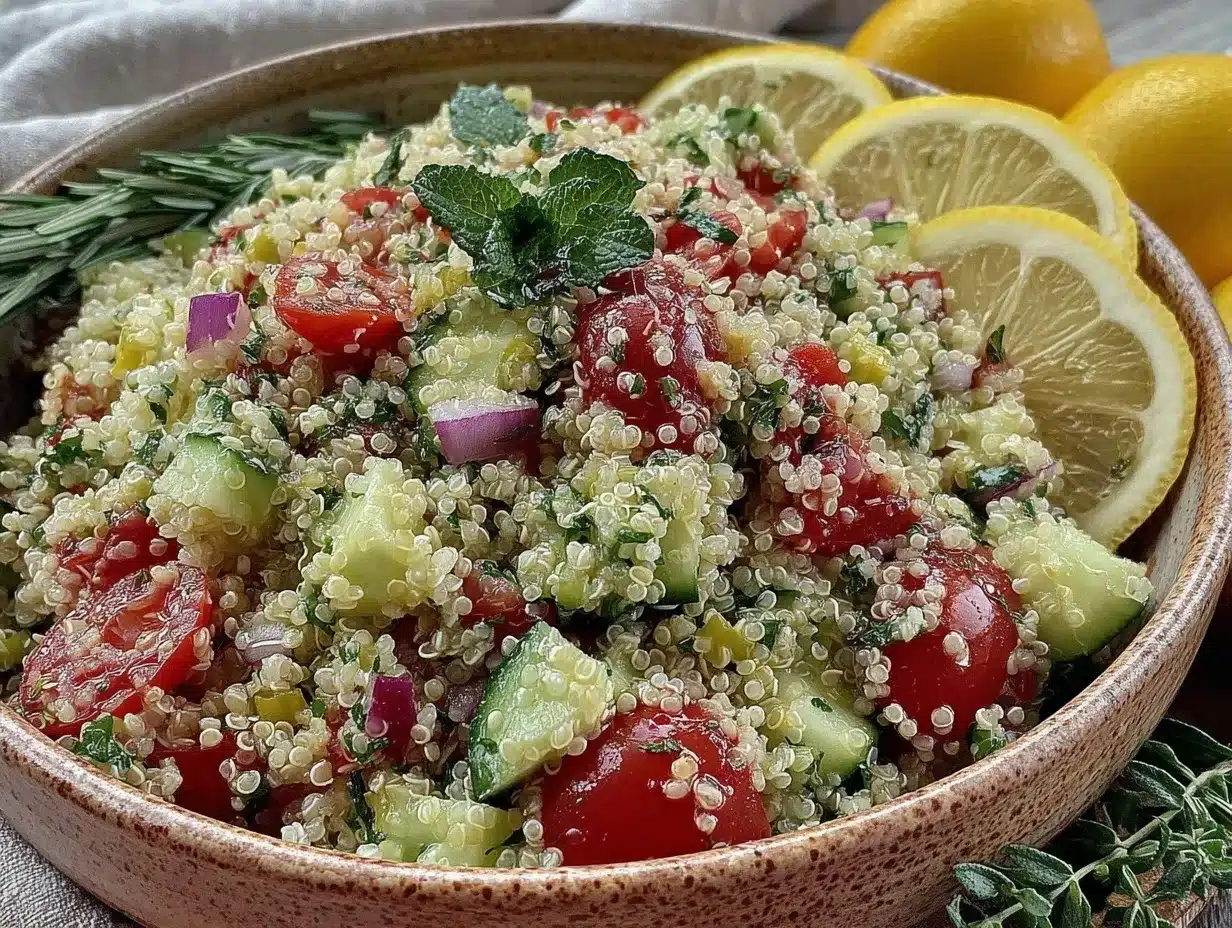 fresh quinoa tabbouleh salad preparation steps