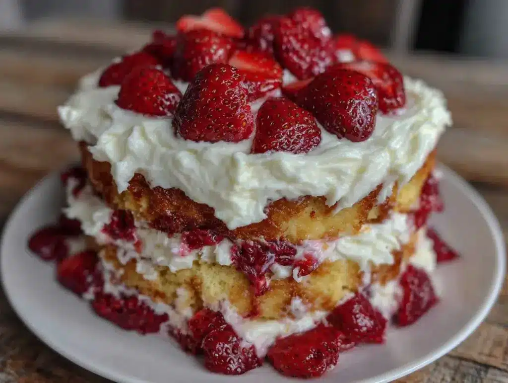 moist classic strawberry cake - featured image