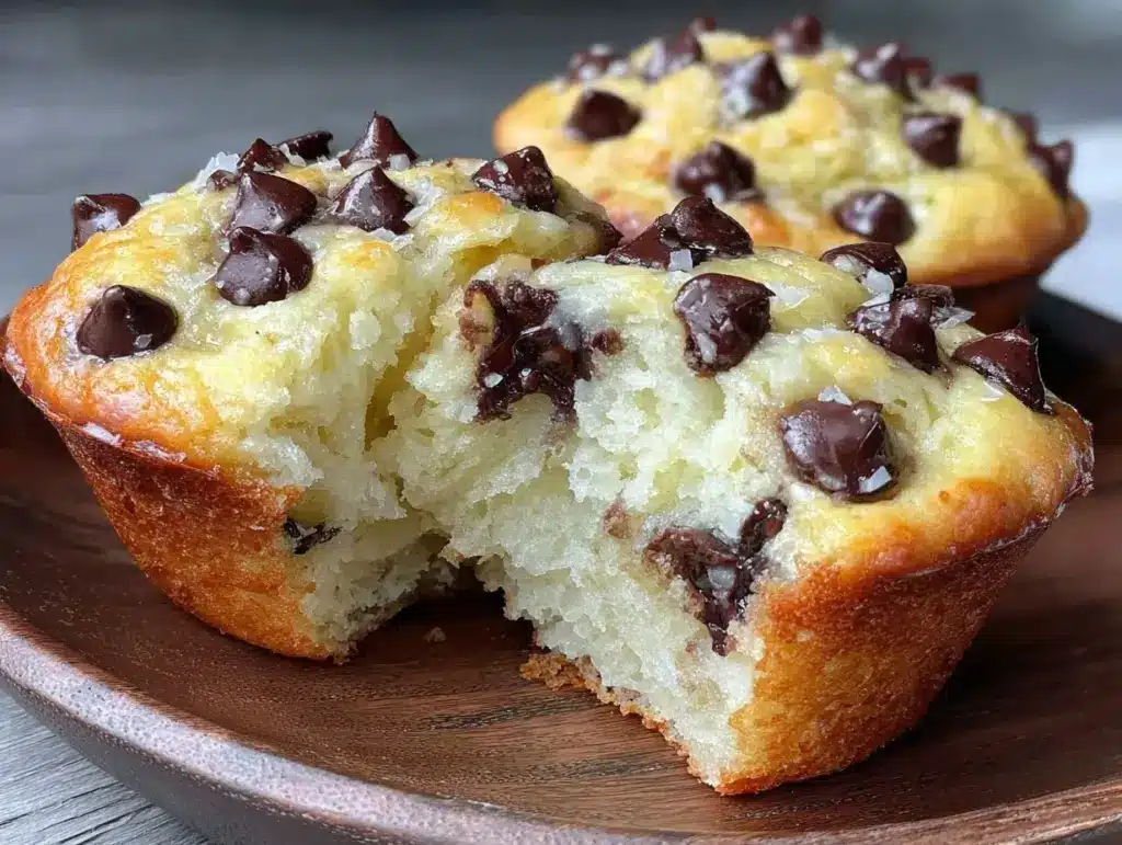 moist greek yogurt chocolate chip muffins - featured image