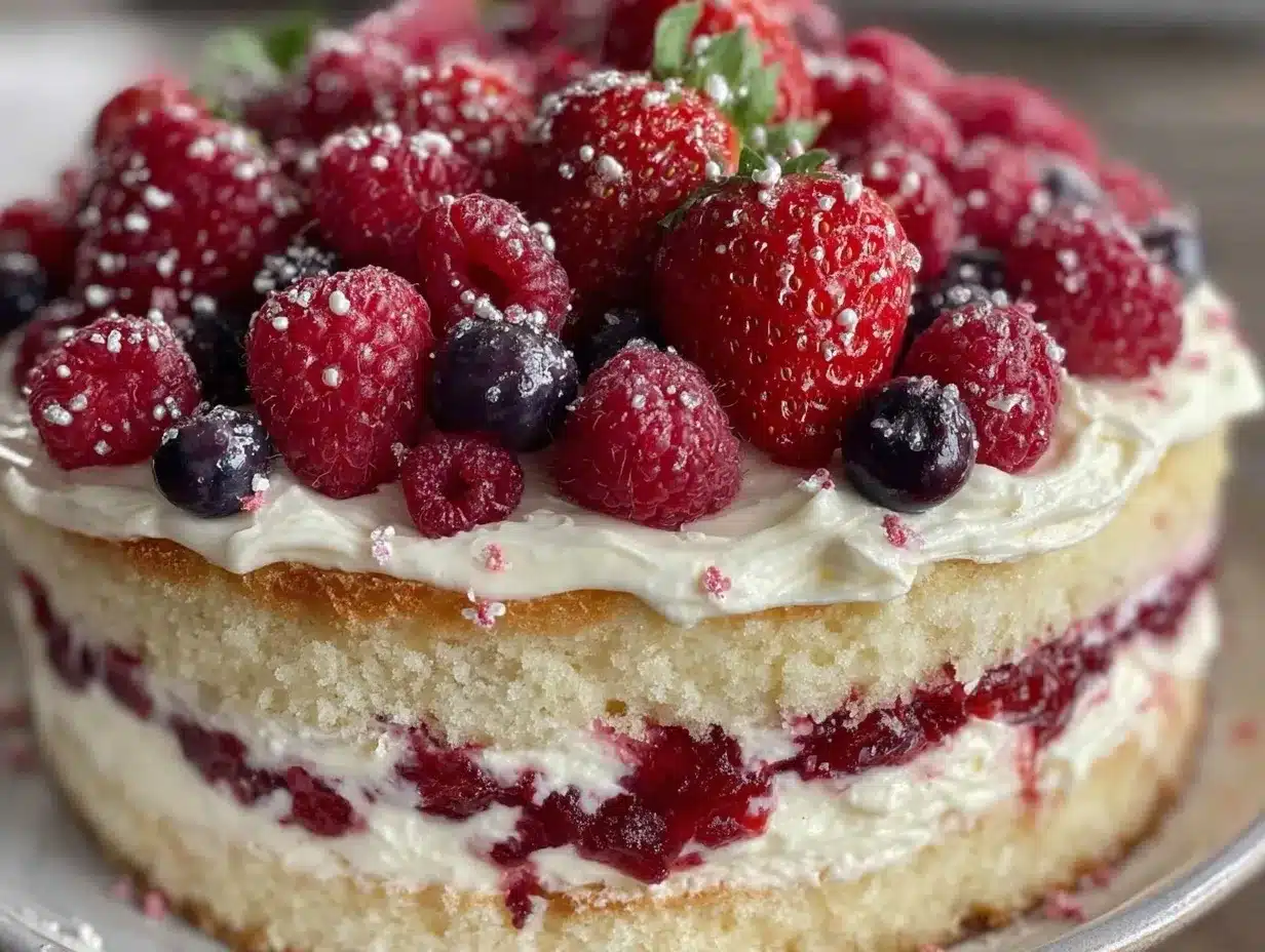 perfect flag cake with berries preparation steps