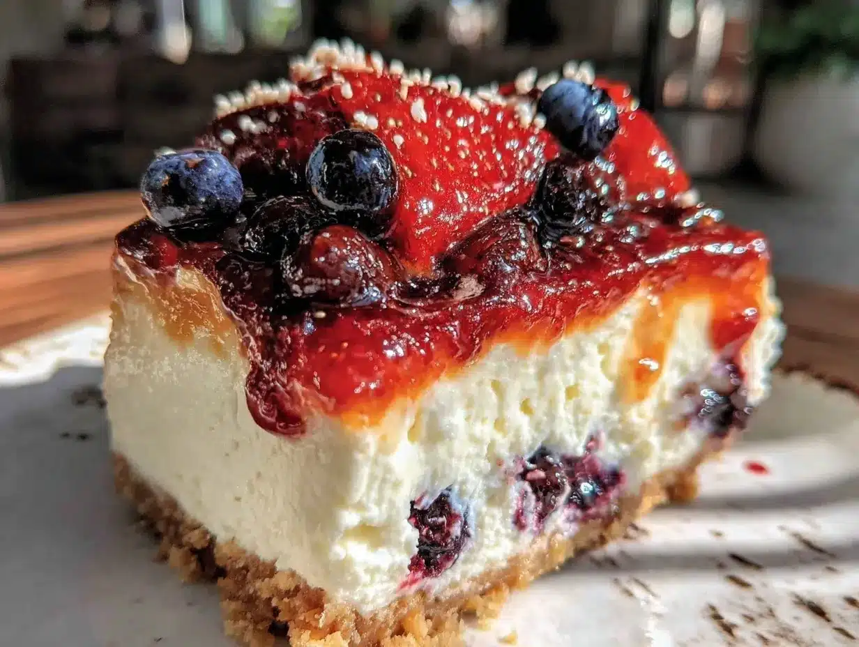 red white and blue cheesecake preparation steps