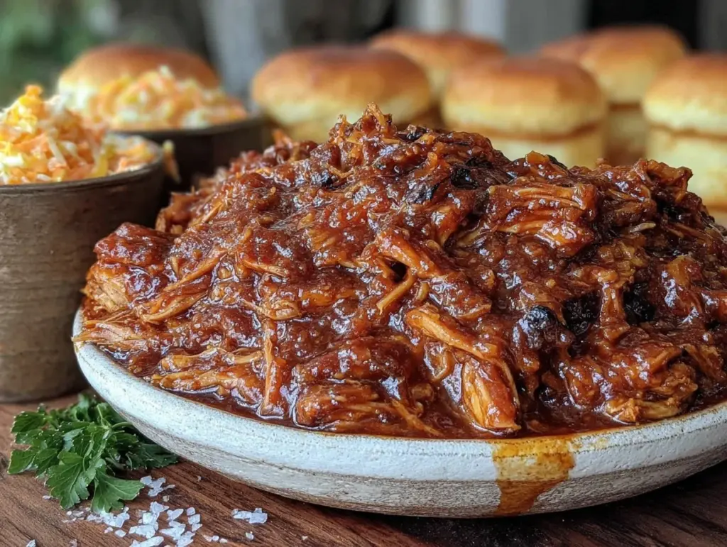slow cooker pulled bbq chicken - featured image