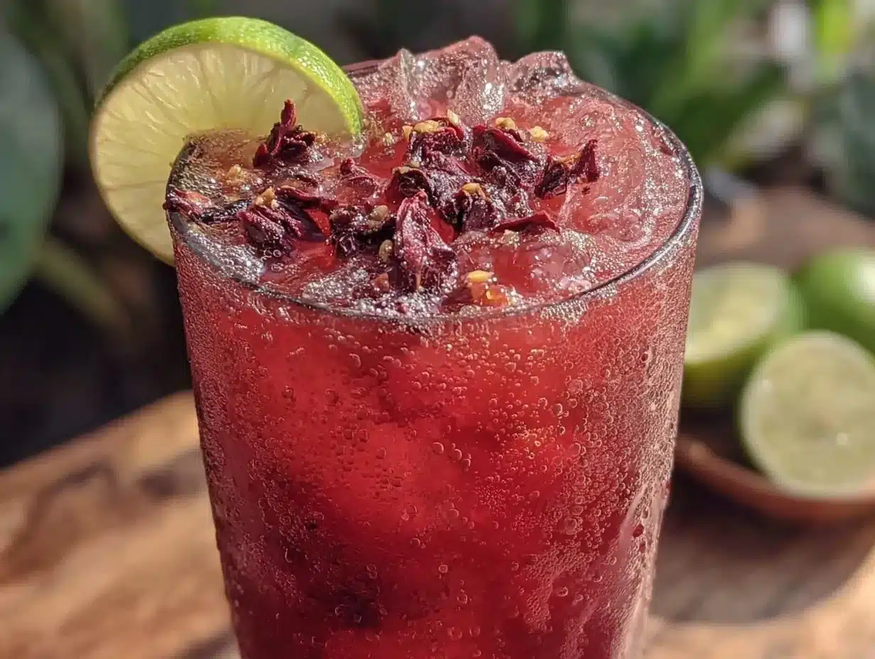agua de jamaica hibiscus iced tea preparation steps