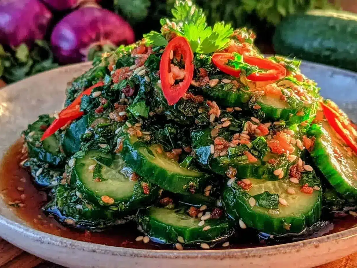 Asian cucumber salad with sesame preparation steps