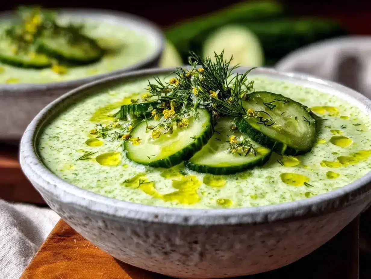 cold cucumber soup with dill preparation steps