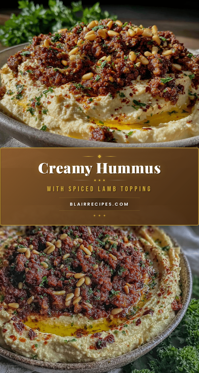 creamy hummus with spiced lamb and pine nuts recipe