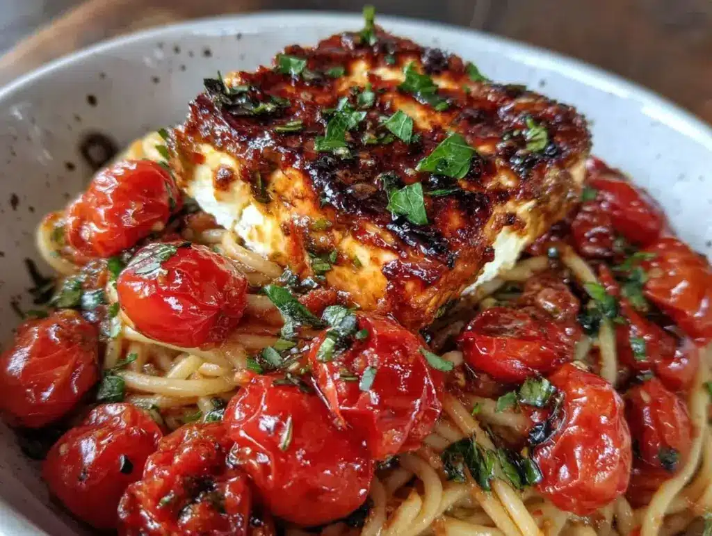 creamy Mediterranean baked feta pasta - featured image