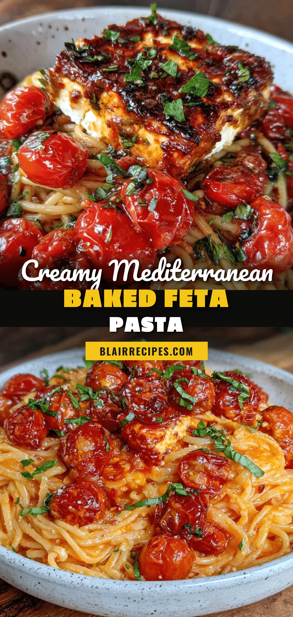 creamy Mediterranean baked feta pasta recipe