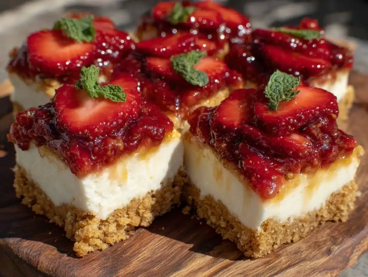 creamy no-bake strawberry cheesecake bars preparation steps