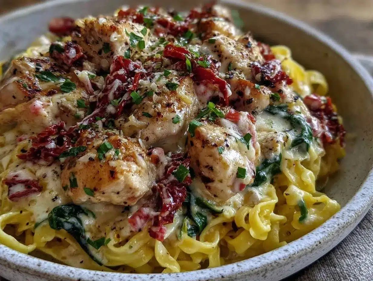 creamy one-pot chicken Alfredo preparation steps