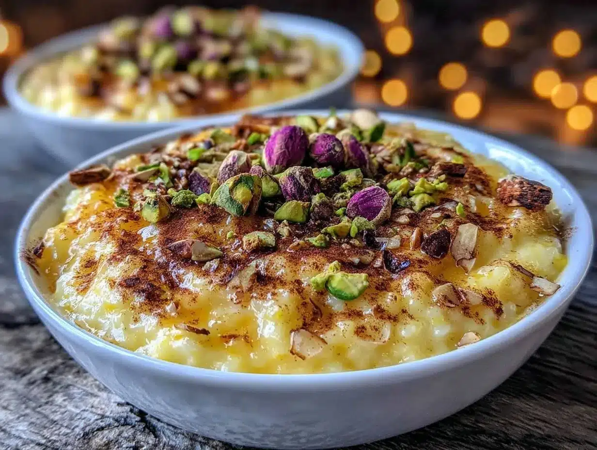 creamy persian saffron rosewater rice pudding preparation steps
