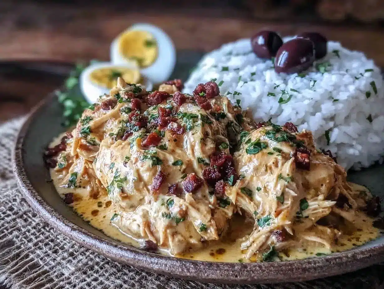 Creamy Peruvian Aji de Gallina chicken preparation steps