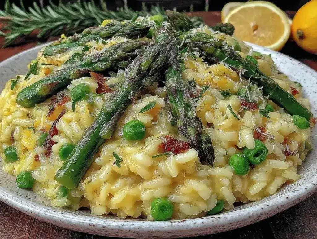 creamy spring risotto primavera - featured image