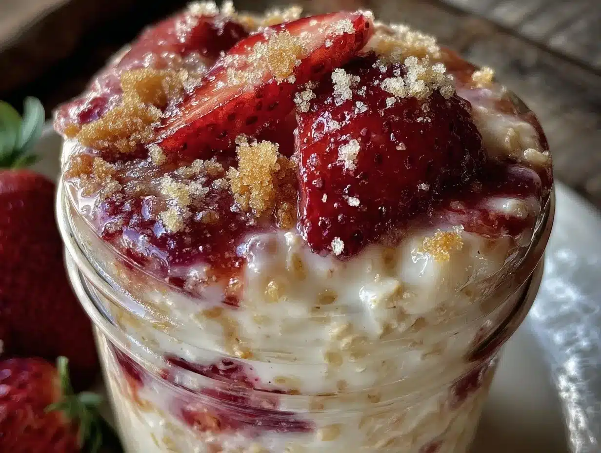creamy strawberry shortcake overnight oats preparation steps