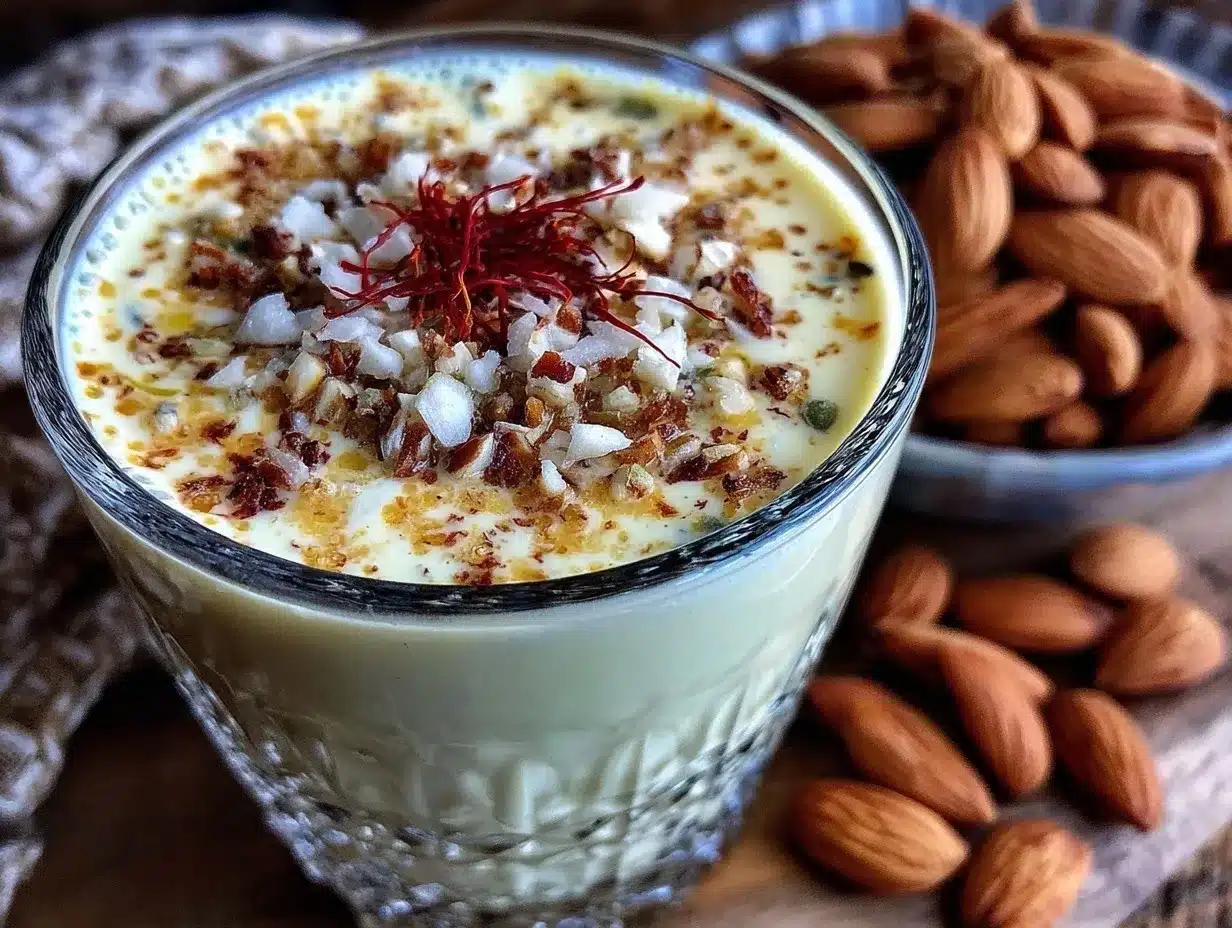 creamy thandai spiced milk preparation steps