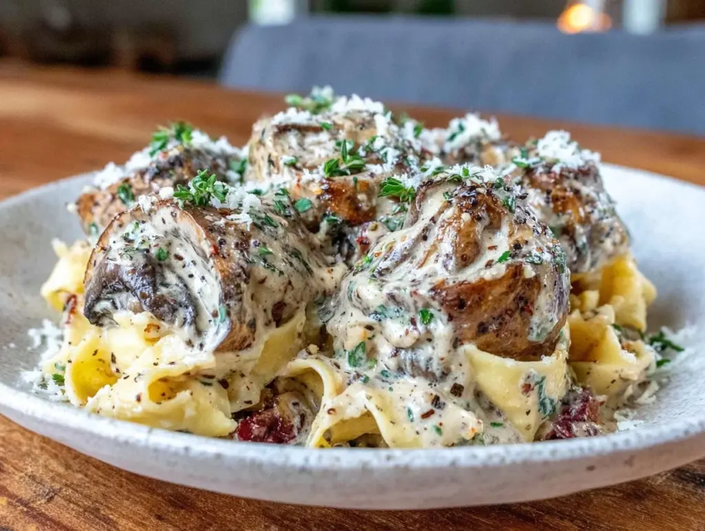 creamy vegan mushroom stroganoff - featured image