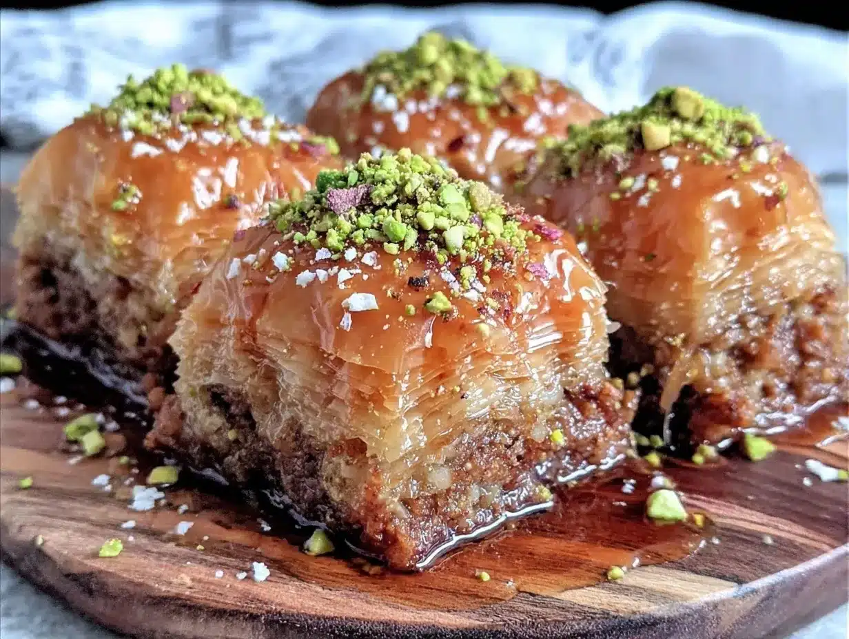 crispy baklava with pistachio and honey syrup preparation steps