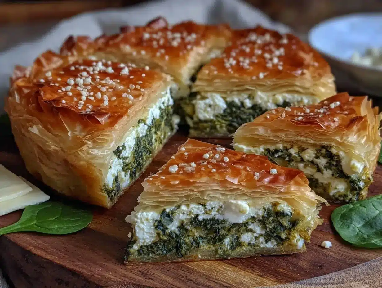 crispy greek spanakopita spinach pie with feta preparation steps