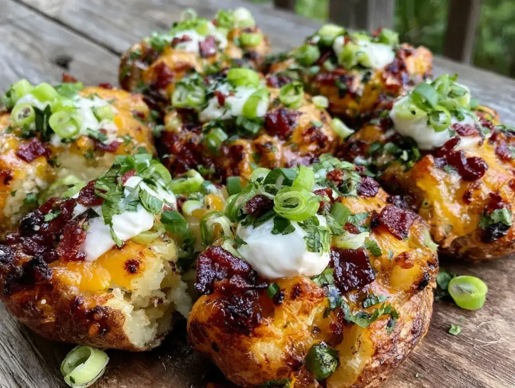 crispy grilled loaded potato foil packets - featured image