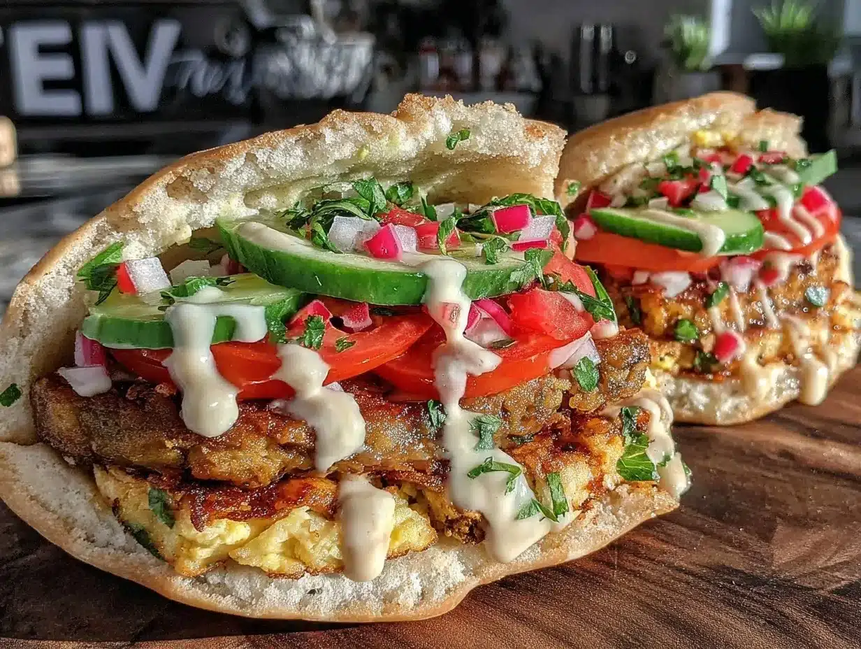 crispy israeli sabich pita preparation steps