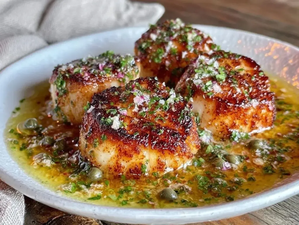 crispy pan seared scallops - featured image