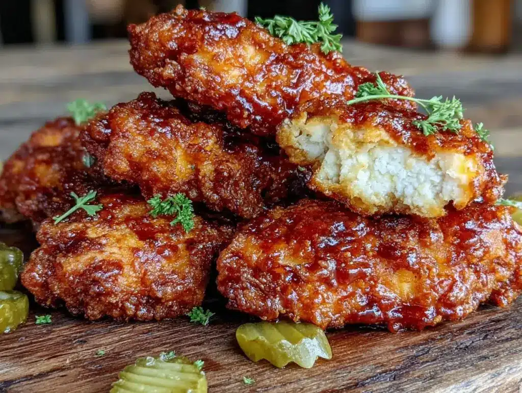 crispy pickle brine fried chicken tenders - featured image
