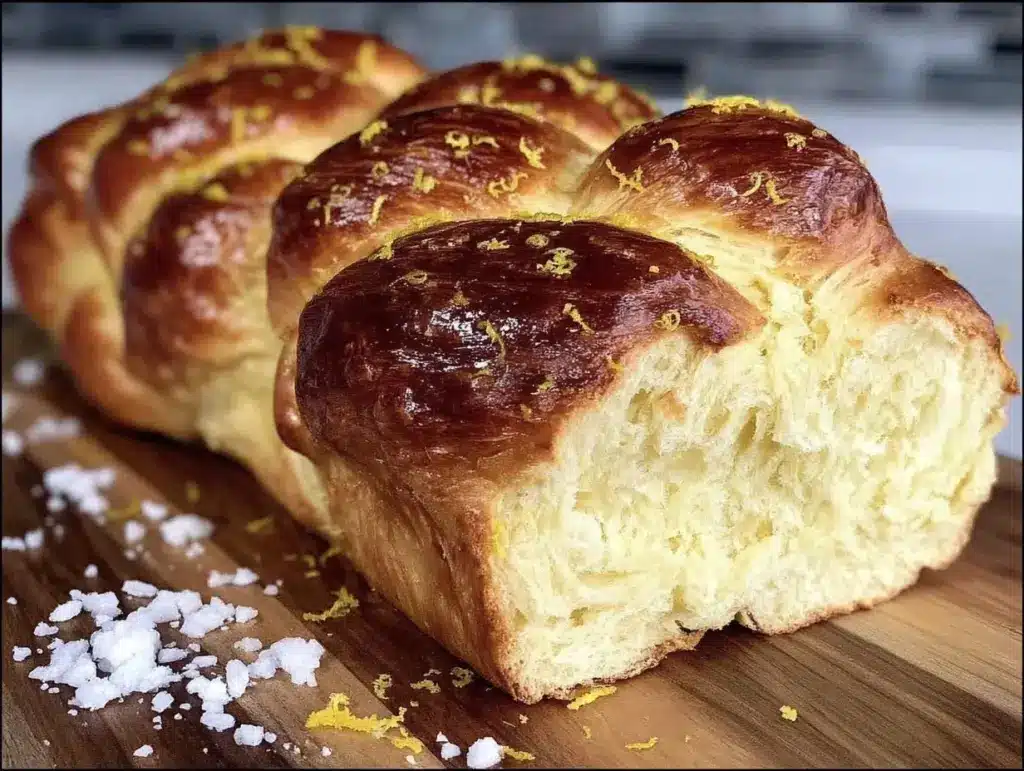 fluffy greek tsoureki Easter bread - featured image