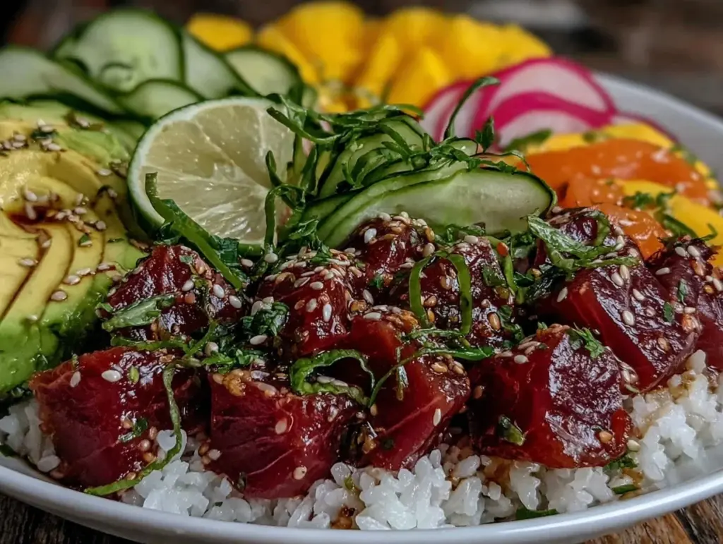 fresh hawaiian poke bowl - featured image