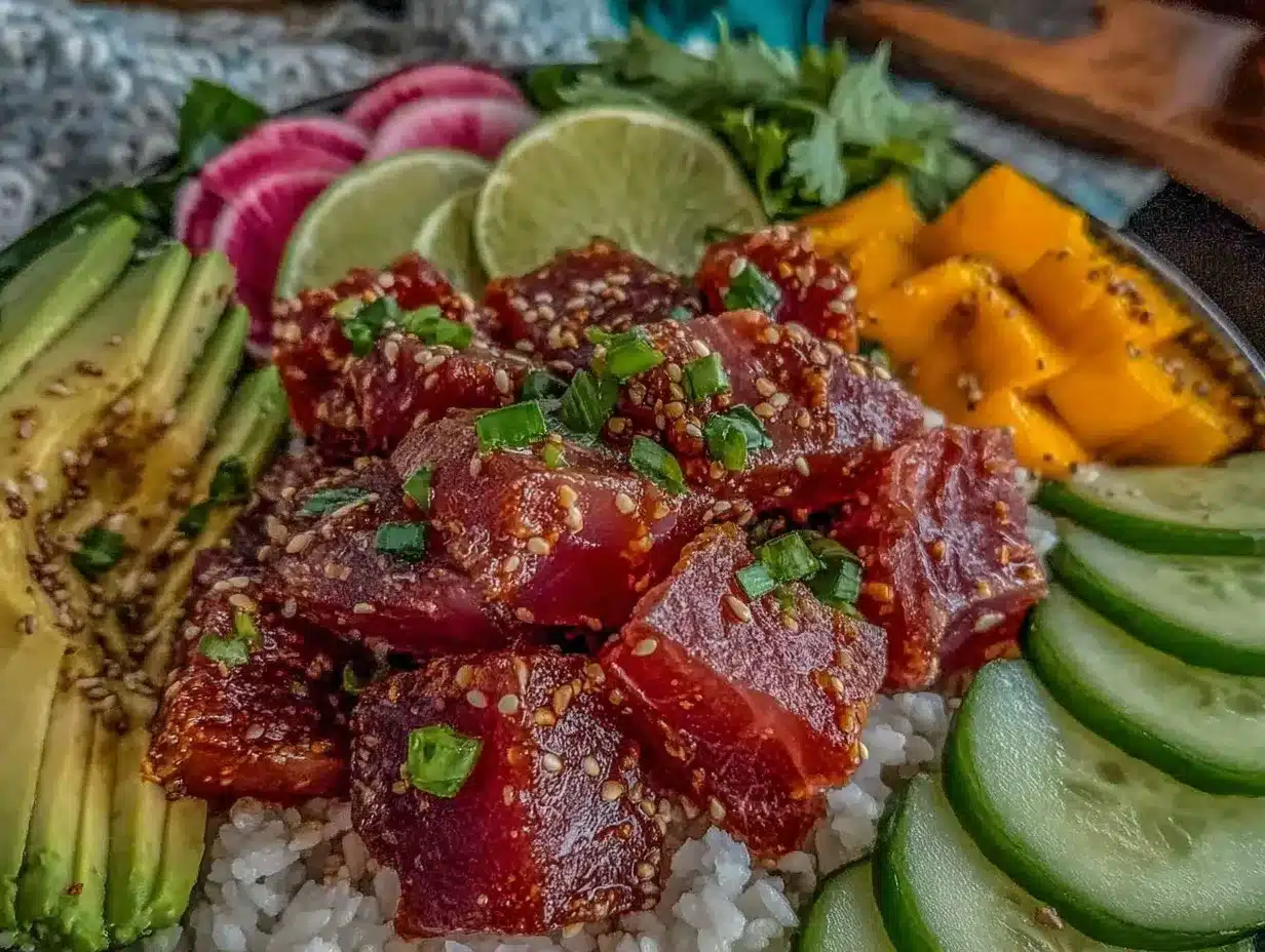 fresh hawaiian poke bowl preparation steps