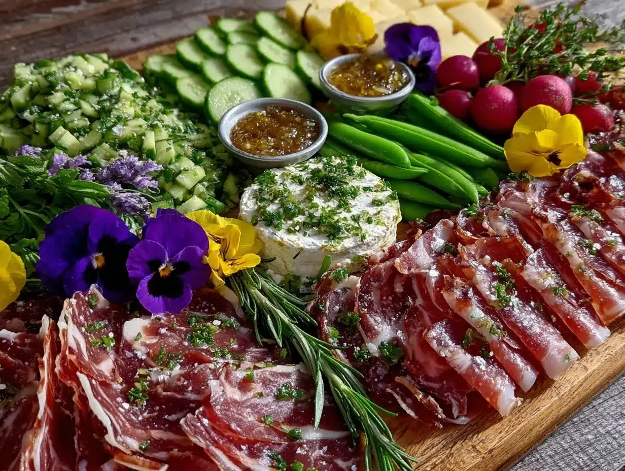 fresh spring garden charcuterie board preparation steps