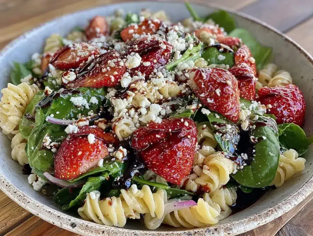 Fresh Strawberry Spinach Pasta Salad - featured image