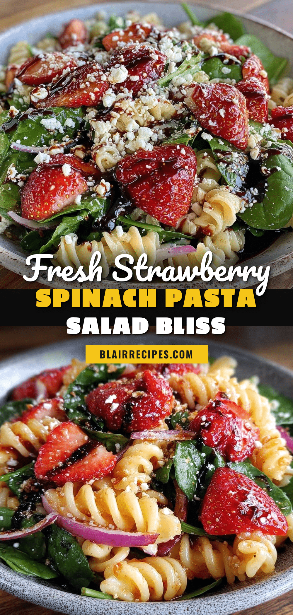 Fresh Strawberry Spinach Pasta Salad recipe