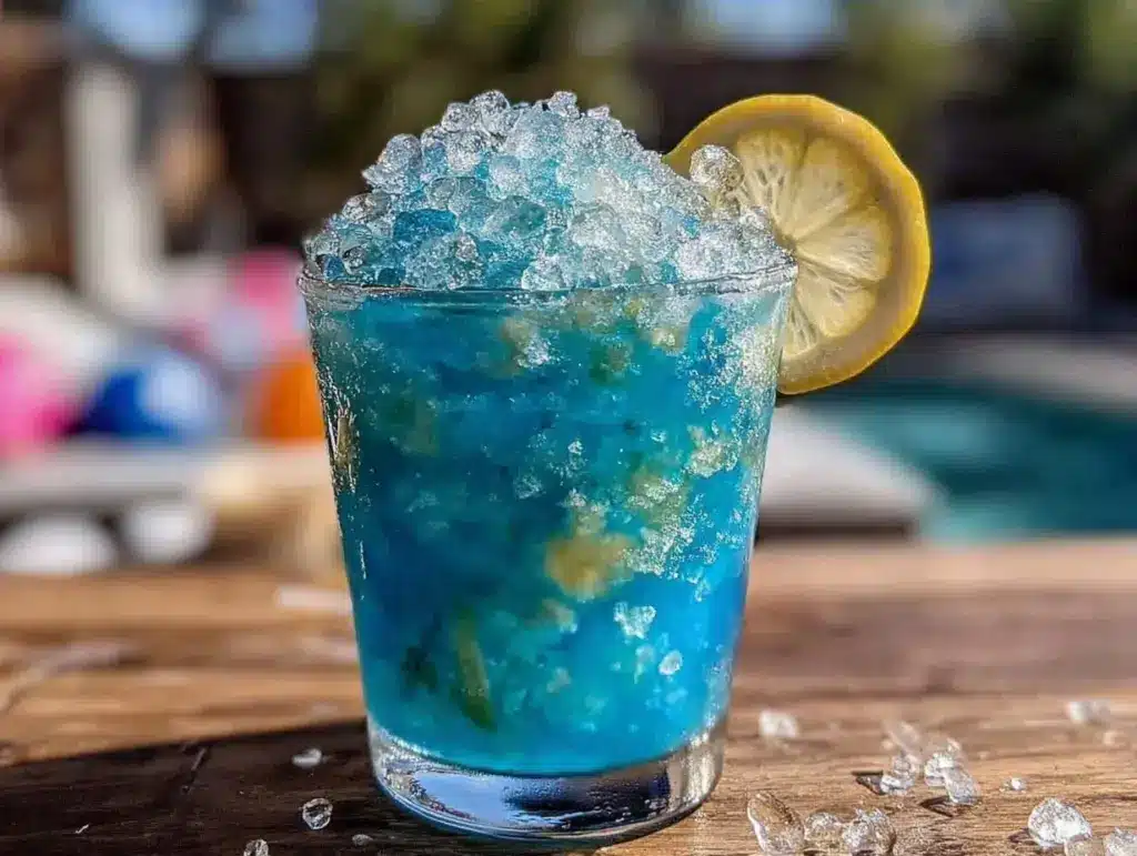 frozen blue raspberry lemonade slushie - featured image
